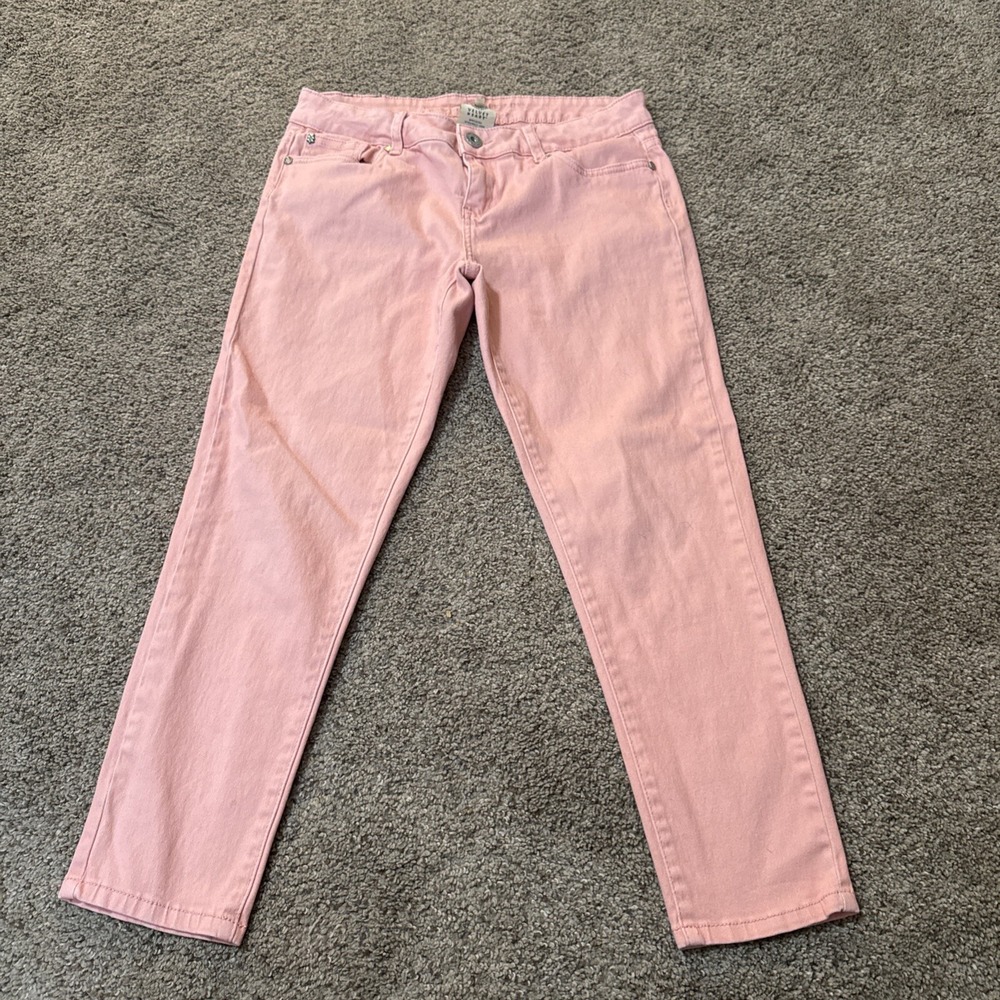 Velvet Heart Ellie High Rise Pink Crop Capri Denim Jeans Size 28 Stretch Mom